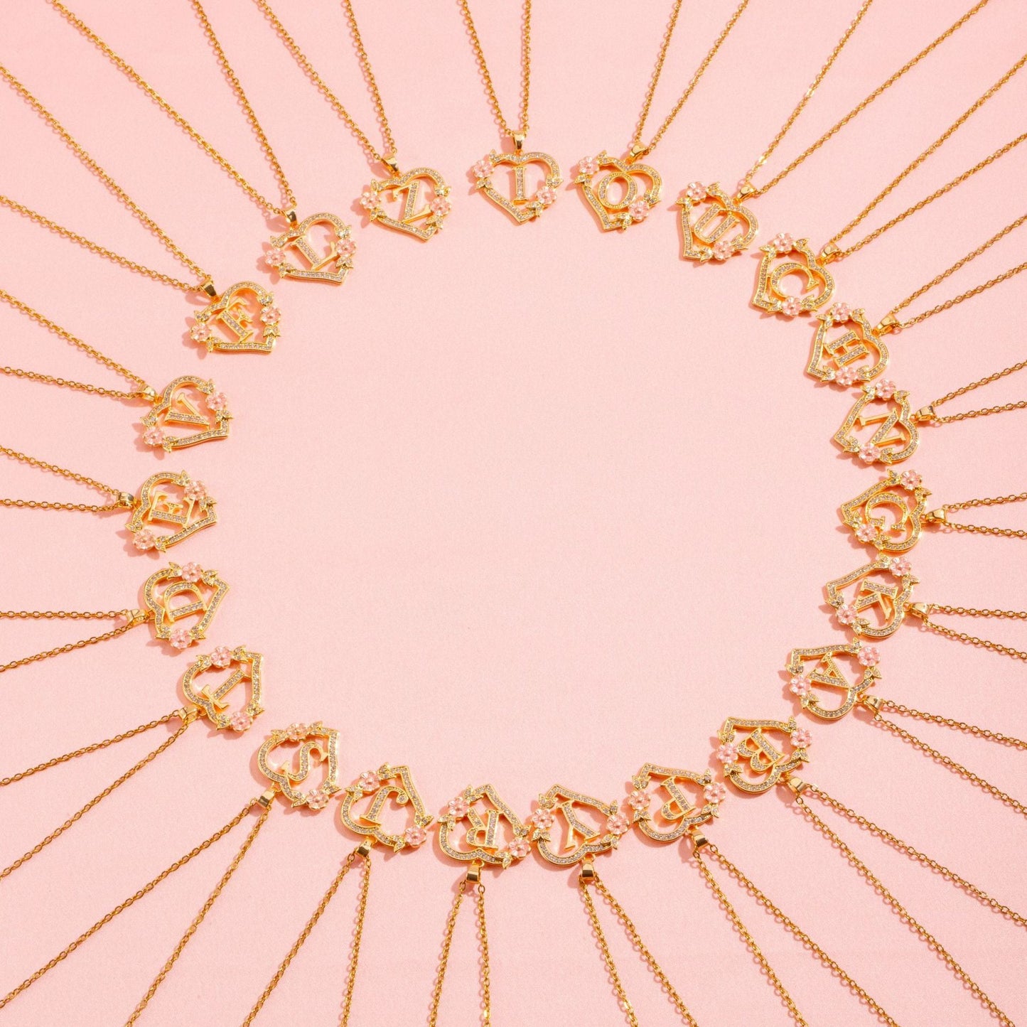 Collier Initiales Breloque Florale | Or