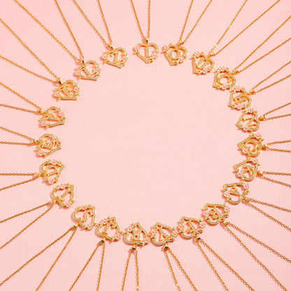 Collier Initiales Breloque Florale | Or
