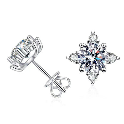 Boucles d'Oreilles Fleur Aurélie | Or Blanc