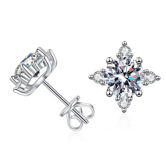 Boucles d'Oreilles Fleur Aurélie | Or Blanc