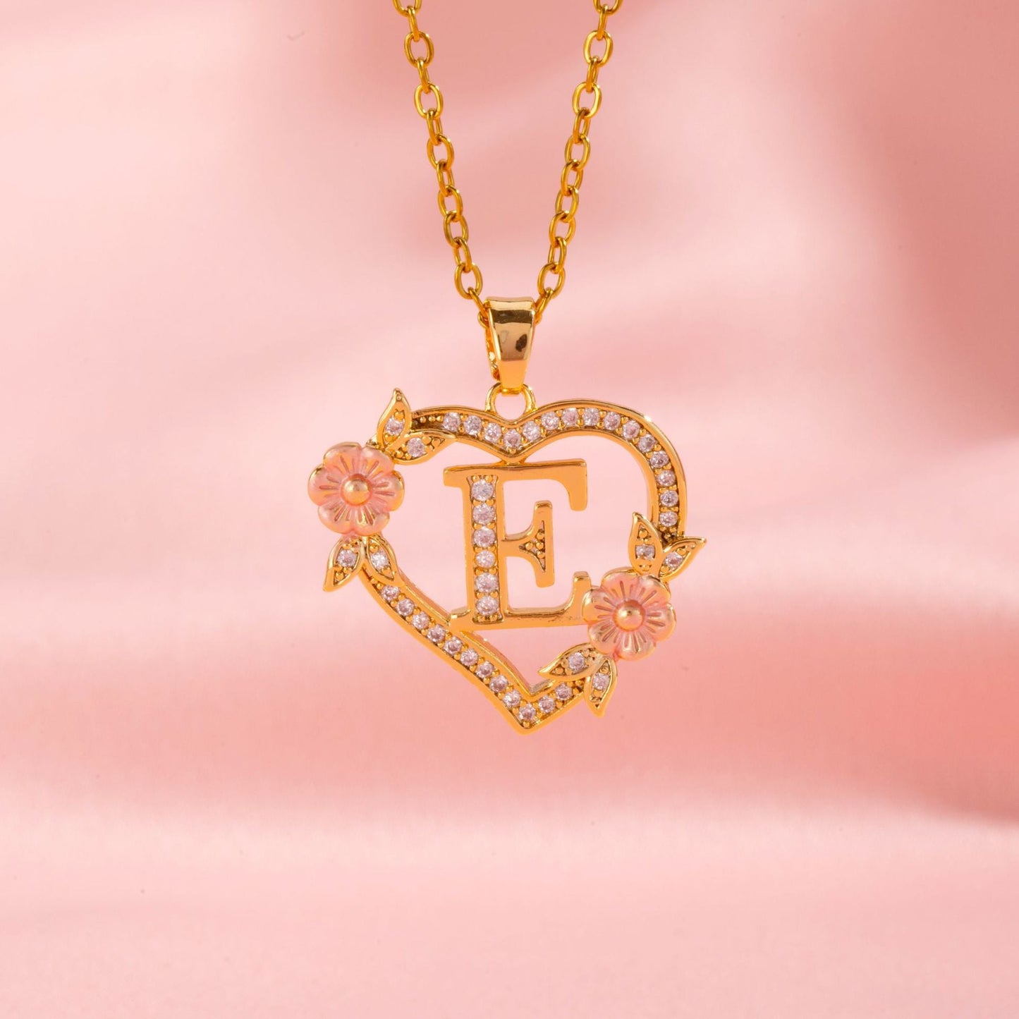 Collier Initiales Breloque Florale | Or