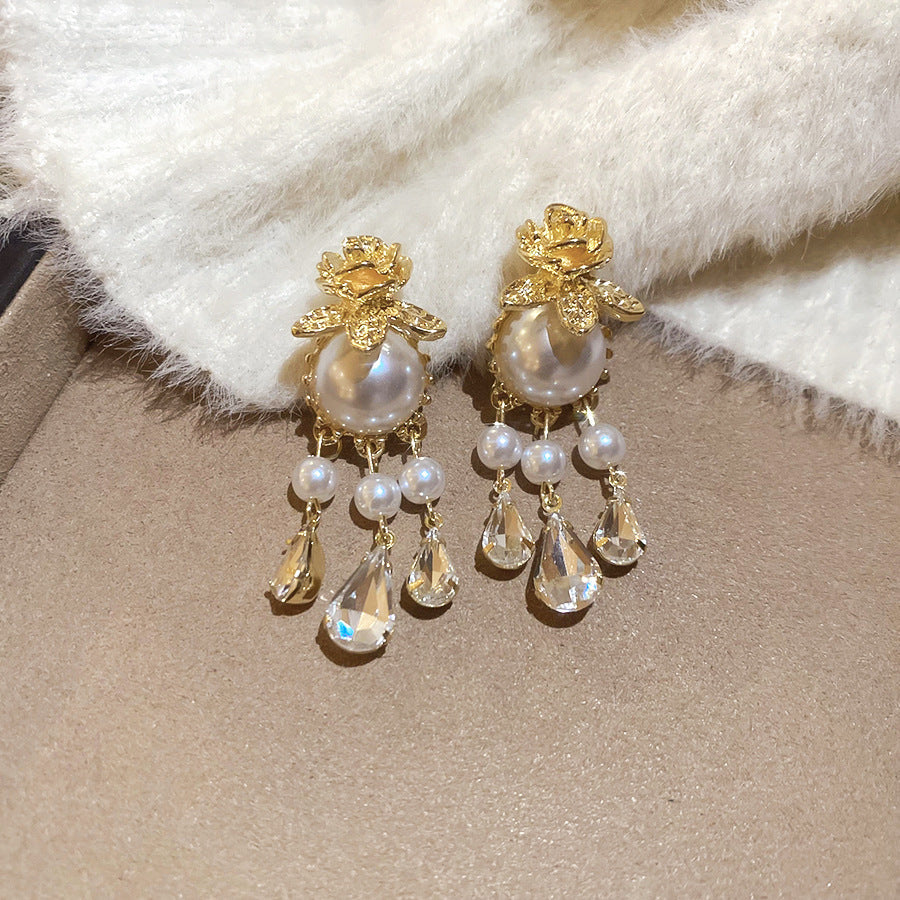 Boucles d'Oreilles Gouttes Rosée Perle Ivoire | Or