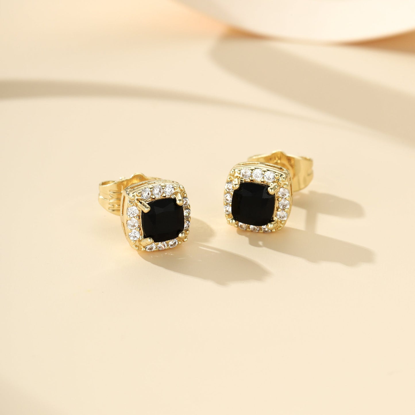 Boucles d'Oreilles Clou Minuit Royale | Or Blanc