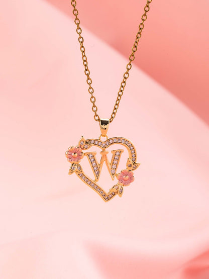 Collier Initiales Breloque Florale | Or