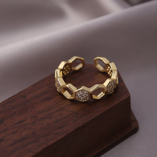 Bague Nid d'Abeille Cristal | Or