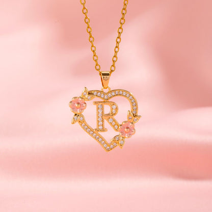 Collier Initiales Breloque Florale | Or