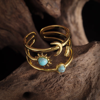 Bague Orbite Turquoise Soluna | Or