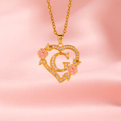 Collier Initiales Breloque Florale | Or