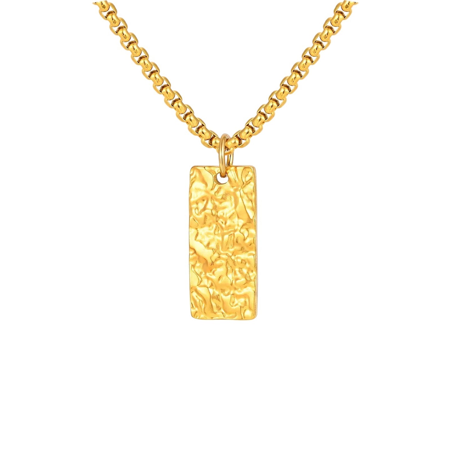 Collier Barre Martelée Ziven | Or Blanc