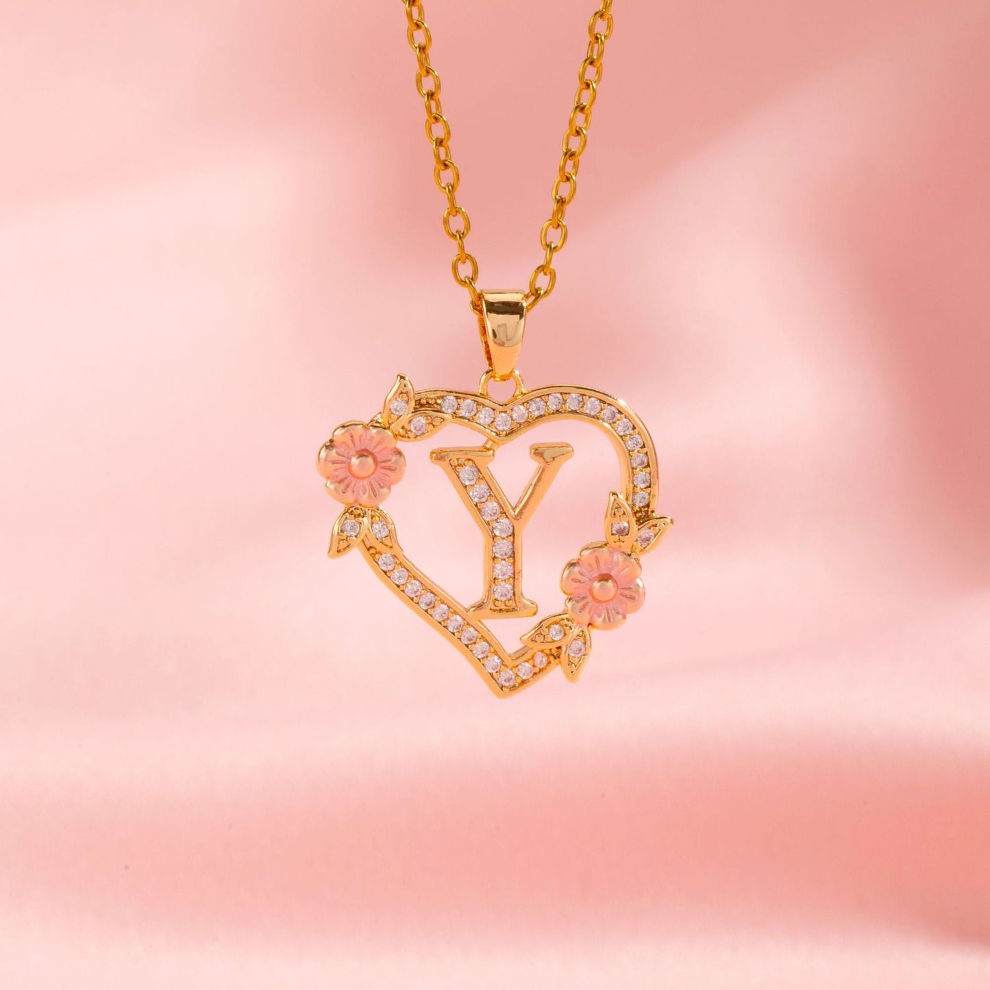 Collier Initiales Breloque Florale | Or