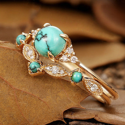 Parure Bagues Couronne Turquoise Aureva | Or