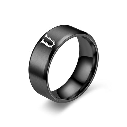 Bague Initiale Obsidienne | Finition Noire