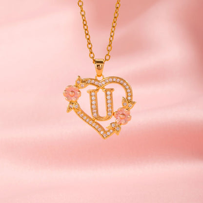 Collier Initiales Breloque Florale | Or