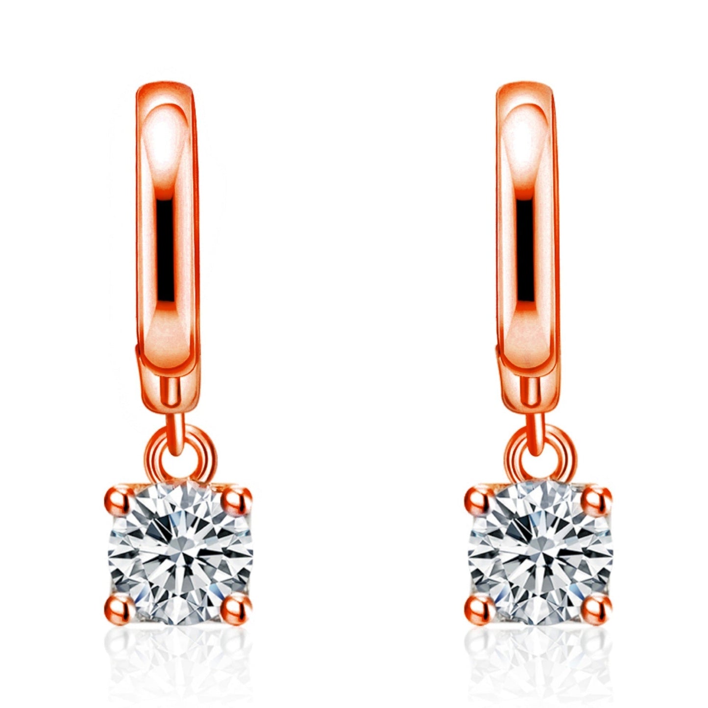 Boucles d'Oreilles Pendantes Carrées Aurora | Or Rose