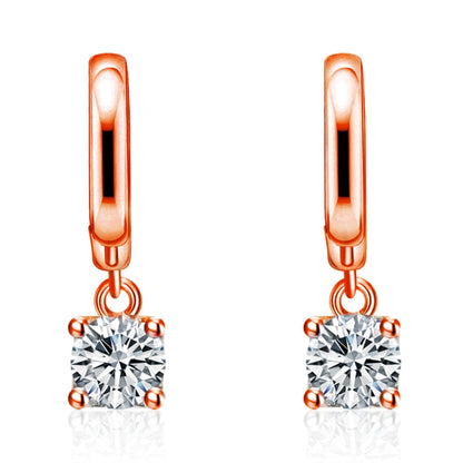 Boucles d'Oreilles Pendantes Carrées Aurora | Or Rose