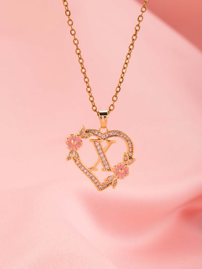 Collier Initiales Breloque Florale | Or
