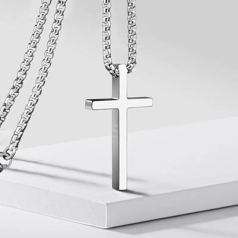 Collier Croix Serti Clos | Or Blanc