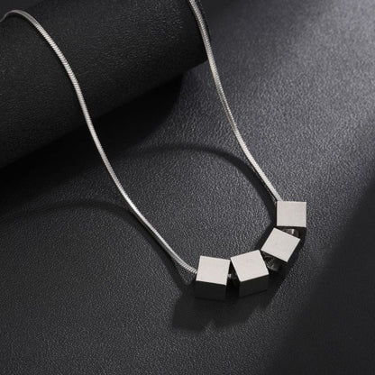 Collier Ligne Cubes Zaylen | Or Blanc