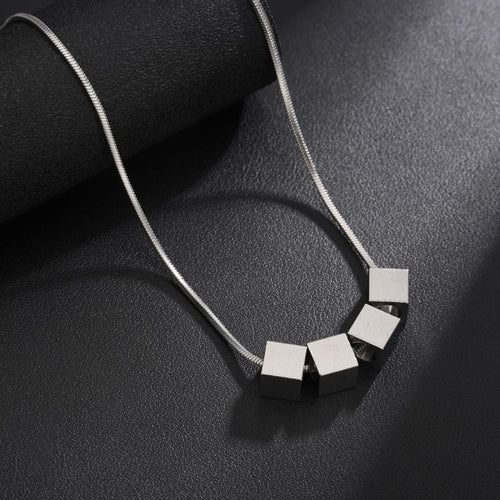 Collier Ligne Cubes Zaylen | Or Blanc