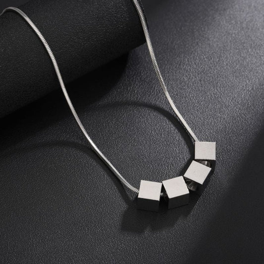 Collier Ligne Cubes Zaylen | Or Blanc