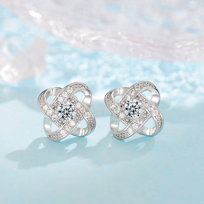 Parure Fleur de Givre Nœud Trèfle | Or Blanc
