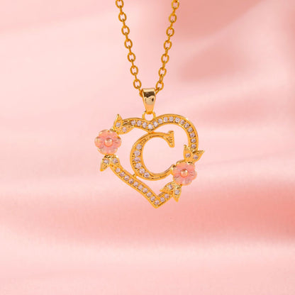 Collier Initiales Breloque Florale | Or