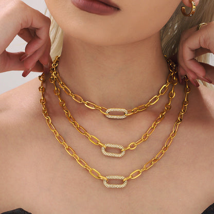 Parure Bijoux Maille Épaisse Pavée | Or