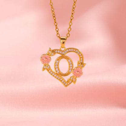 Collier Initiales Breloque Florale | Or