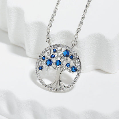 Collier Saphir Arbre de Vie | Or Blanc