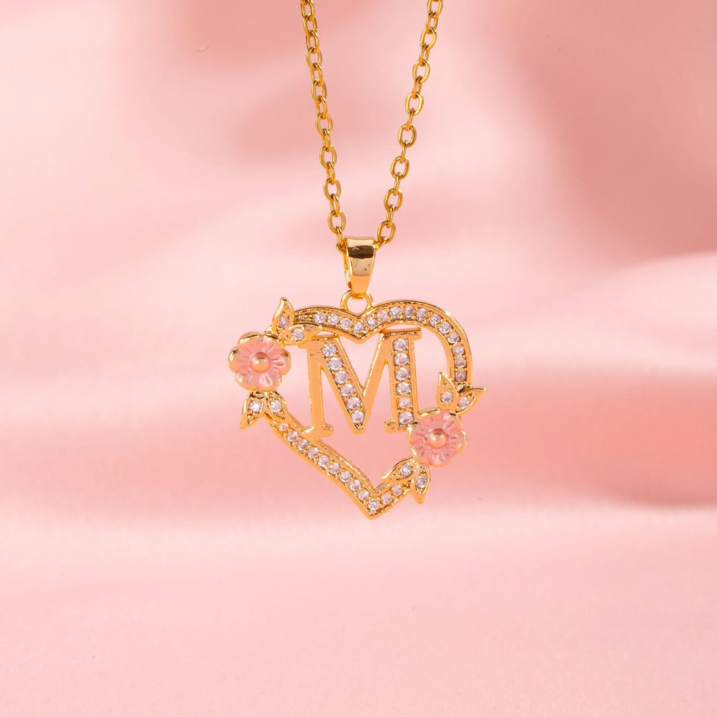 Collier Initiales Breloque Florale | Or