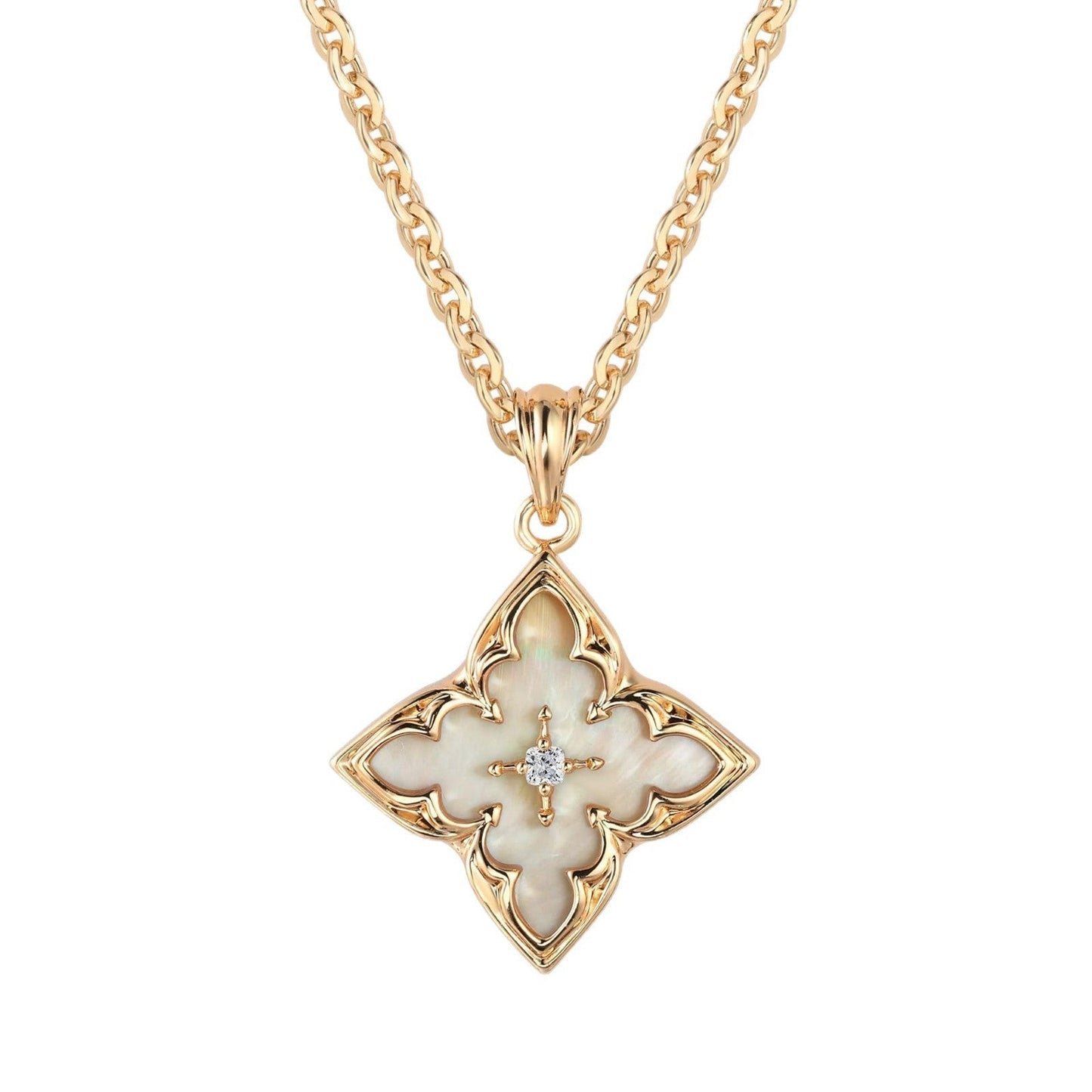 Collier Pendentif Trèfle Marron | Or