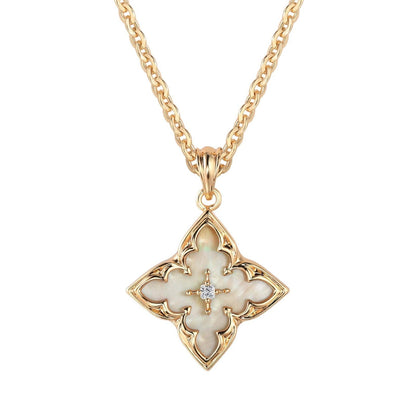 Collier Pendentif Trèfle Bleu | Or