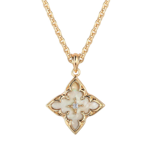 Collier Pendentif Trèfle Blanc | Or
