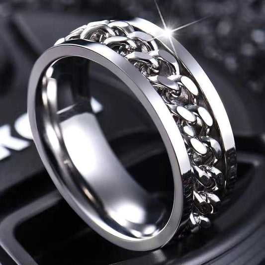Bague Tournante Chaîne Vance | Or Blanc