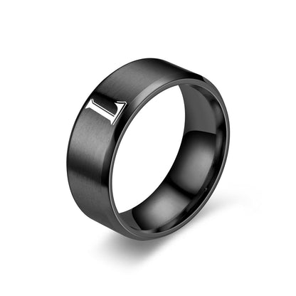 Bague Initiale Obsidienne | Finition Noire