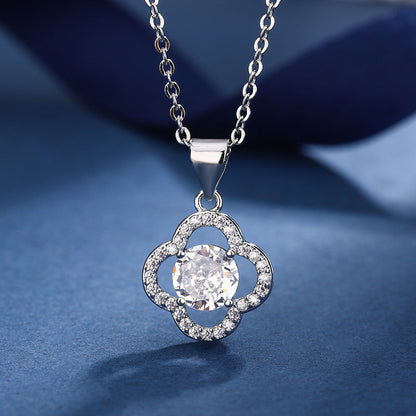 Parure Aria Breloque Trèfle | Or Blanc