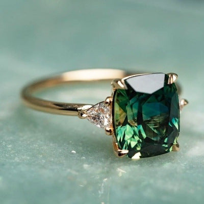 Bague Pierre Précieuse Verte Style Vintage | Or