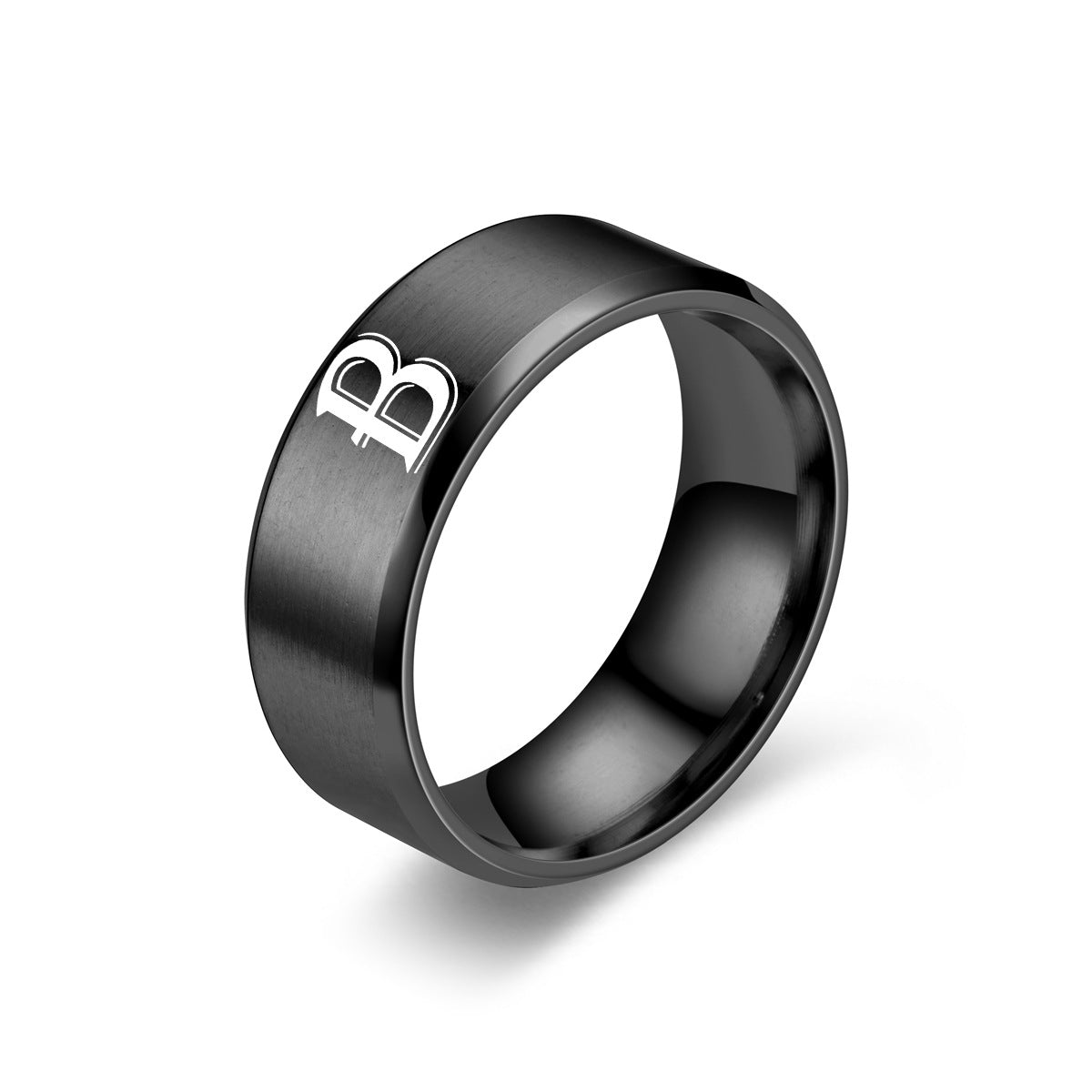Bague Initiale Obsidienne | Finition Noire