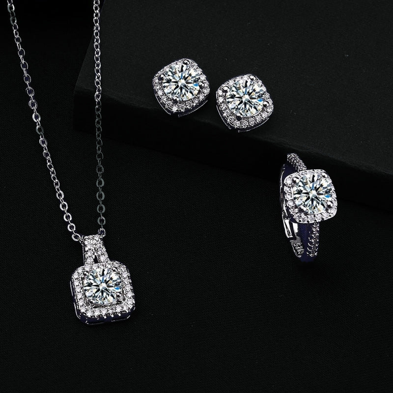 Parure Cristal Elena | Or Blanc