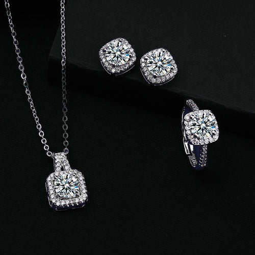 Parure Cristal Elena | Or Blanc