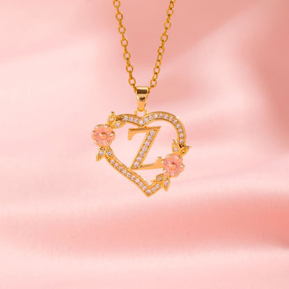 Collier Initiales Breloque Florale | Or
