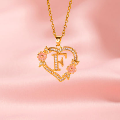 Collier Initiales Breloque Florale | Or