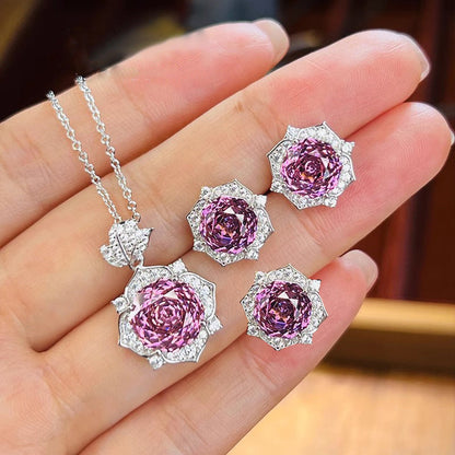 Parure Amara Aurore Rose | Or Blanc