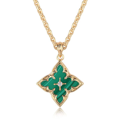 Collier Pendentif Trèfle Blanc | Or