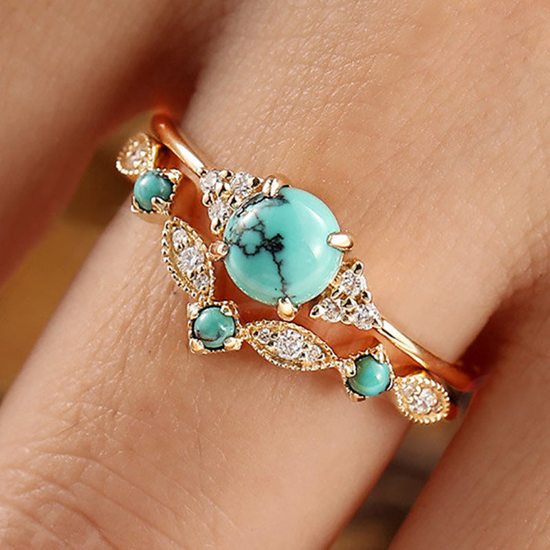 Parure Bagues Couronne Turquoise Aureva | Or