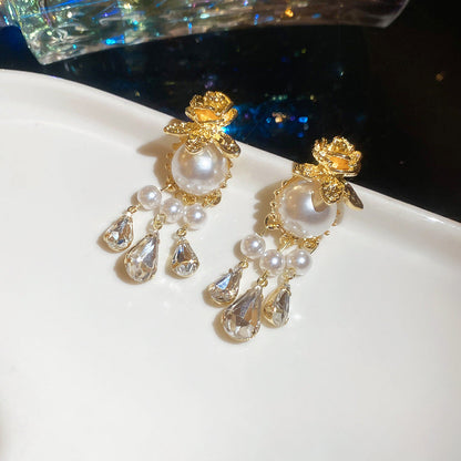 Boucles d'Oreilles Gouttes Rosée Perle Ivoire | Or