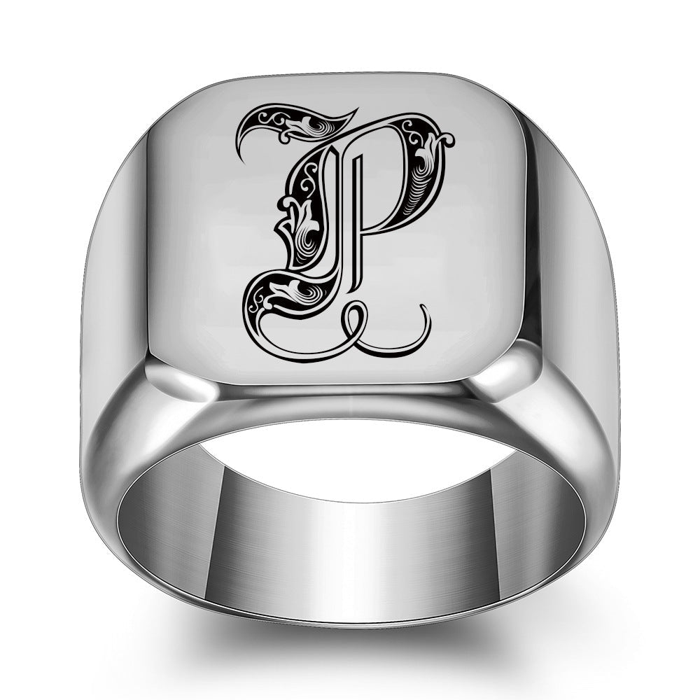 Bague Initiale Noble Classique | Or Blanc