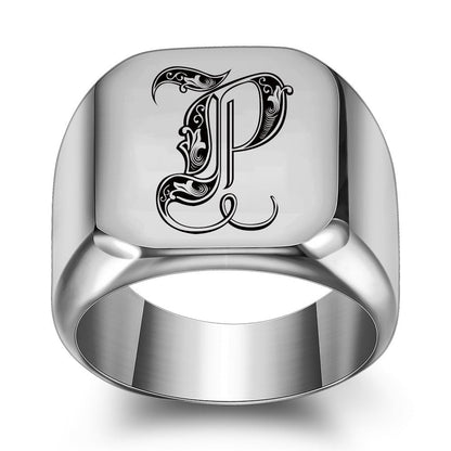 Bague Initiale Noble Classique | Or Blanc