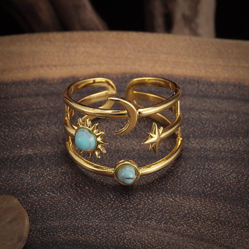 Bague Orbite Turquoise Soluna | Or
