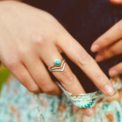 Bague Perles Turquoise Velora | Or